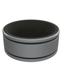 Men's Metallic Score Strata Silicone Ring -Silicone Jewelry & Accessories Strata.Wide .Score .SilverBlack.Front