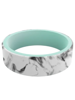 Women's Switch Reversible Silicone Ring -Silicone Jewelry & Accessories Switch.AquaWhiteMarble.Front a4e79eb7 a3e1 4127 a47b 139dac8b79f4