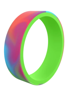 Switch Reversible Tie-Dye Silicone Ring -Silicone Jewelry & Accessories Switch.NeonGreenTieDye.Angle