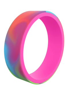 Switch Reversible Tie-Dye Silicone Ring -Silicone Jewelry & Accessories Switch.NeonPinkTieDye.Angle