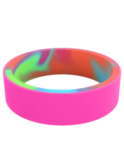 Switch Reversible Tie-Dye Silicone Ring -Silicone Jewelry & Accessories Switch.NeonPinkTieDye.Front