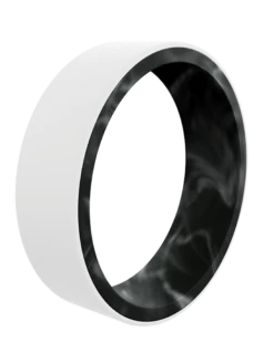 Women's Switch Reversible Silicone Ring -Silicone Jewelry & Accessories Switch.WhiteBlackMarble.Angle