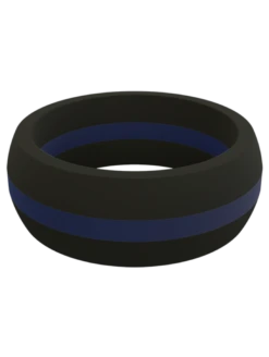 Men's Thin Blue Line Silicone Ring -Silicone Jewelry & Accessories ThinLine.Wide .Police.Front
