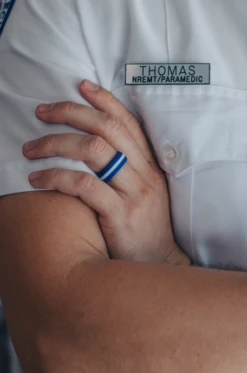 Men's Thin White Line Silicone Ring -Silicone Jewelry & Accessories Thinline.BlueWhite.Hover