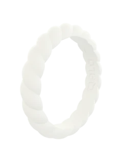 Women's Stackable Twist Silicone Ring -Silicone Jewelry & Accessories Twist.White .Angle