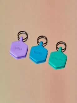 Violet Glow Classic Hex Dog ID Tag -Silicone Jewelry & Accessories Violet Glow Hex Lifestyle1