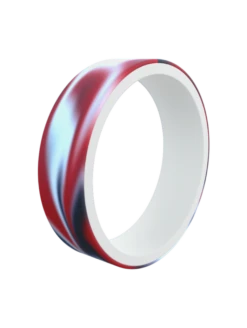 Women's Switch Reversible Silicone Ring - Red White And Blue Marble