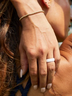 Narrow Polished White Step Edge Silicone Ring -Silicone Jewelry & Accessories Womens NarrowPolishedStep White lifestyle2 c4ea7aae 7f1d 43c9 930e 664b60828508