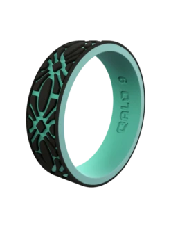Women's Strata Flora Silicone Ring -Silicone Jewelry & Accessories Womens Strata BlackAqua Angle Trellis Trans