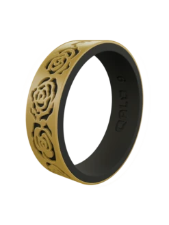 Women's Clearance Gold/Black Strata Blossom Silicone Ring