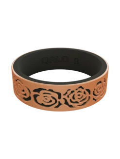 Women's Clearance Gold/Black Strata Blossom Silicone Ring -Silicone Jewelry & Accessories Womens Strata RoseGoldBlack Front Rose Trans