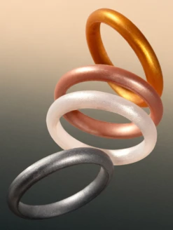 Women's Metallic Classic Stackable Silicone Ring -Silicone Jewelry & Accessories Womens.ClassicStack.Metallic.RoseGold.Lifestyle.2