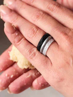 Women's Metallic Classic Stackable Silicone Ring -Silicone Jewelry & Accessories Womens.ClassicStack.Metallic.Silver.Lifestyle.1