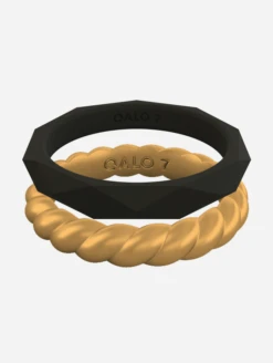 Women's Gold & Black Double Stack -Silicone Jewelry & Accessories Womens.DoubleStack.Metallic.GoldBlack.Front