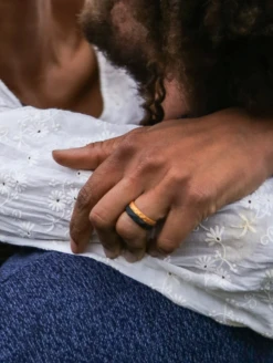 Women's Black & Gold Double Stack -Silicone Jewelry & Accessories Womens.DoubleStack.Metallic.GoldBlack.Lifestyle.2 bb099fe4 4434 4308 8c6a 8304f51d31aa