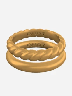 Women's Gold Double Stack -Silicone Jewelry & Accessories Womens.DoubleStack.Metallic.Gold .Front