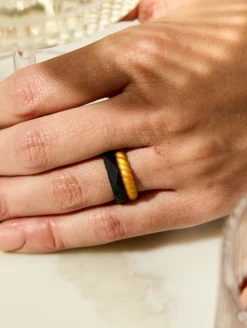 Women's Gold Double Stack -Silicone Jewelry & Accessories Womens.DoubleStack.Metallic.Gold .Lifestyle.2