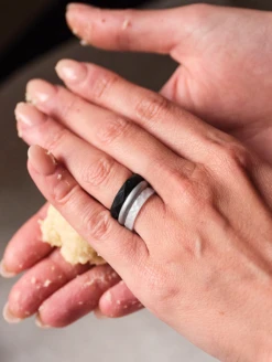 Women's Pearl & Silver Double Stack -Silicone Jewelry & Accessories Womens.DoubleStack.Metallic.PearlSilver.Lifestyle.2