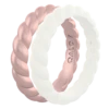 Women's Rose Gold & White Double Stack -Silicone Jewelry & Accessories Womens.DoubleStack.Metallic.RoseGoldPearl.Angle