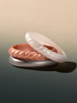 Women's Rose Gold & White Double Stack -Silicone Jewelry & Accessories Womens.DoubleStack.Metallic.RoseGoldPearl.Lifestyle.2