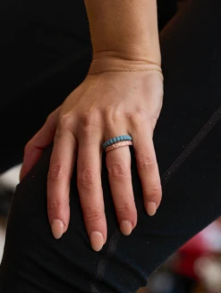 Women's Rose Gold & Berry Double Stack -Silicone Jewelry & Accessories Womens.DoubleStack.Metallic.RosegoldBluemoonstone.Lifestyle.1