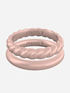 Women's Rose Gold Double Stack -Silicone Jewelry & Accessories Womens.RoseGoldDouble.Stack .Metallic.Front