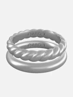 Women's Silver Double Stack -Silicone Jewelry & Accessories Womens.SilverDouble.Stack .Metallic.Front