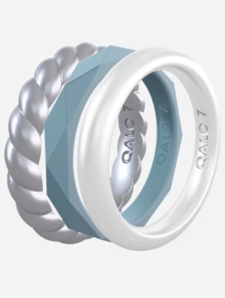 Women's Pearl, Blue Moonstone, & Silver Triple Stack