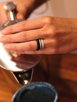 Women's Pearl, Silver, & Black Triple Stack -Silicone Jewelry & Accessories Womens.TripleStack.Metallic.PearlSilverBlack.Lifestyle.2