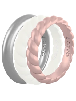 Women's Rose Gold, White, & Silver Triple Stack