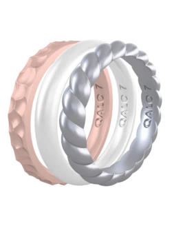 Women's Rose Gold, Silver, & Pearl Triple Stack