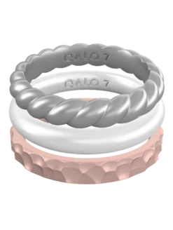 Women's Rose Gold, Silver, & Pearl Triple Stack -Silicone Jewelry & Accessories Womens.TripleStack.Metallic.RosegoldPearlSilver.Front f851f75e 149f 4a35 a5a9 9091bb2bff6a