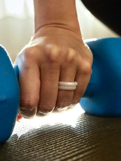 Women's Metallic Twist Stackable Silicone Ring -Silicone Jewelry & Accessories Womens.TwistStack.Metallic.Pearl .Lifestyle.2