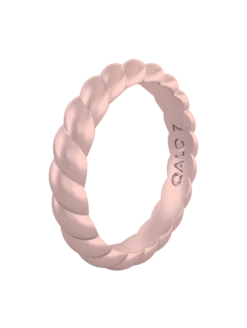 Women's Metallic Twist Stackable Silicone Ring -Silicone Jewelry & Accessories Womens.TwistStack.Metallic.RoseGold.Angle