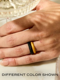 Women's Metallic Twist Stackable Silicone Ring -Silicone Jewelry & Accessories Womens.TwistStack.Metallic.RoseGold.Lifestyle.1