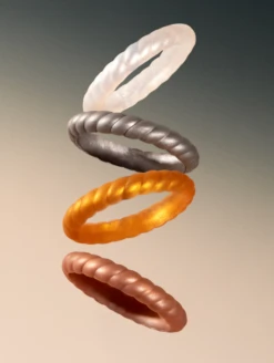 Women's Metallic Twist Stackable Silicone Ring -Silicone Jewelry & Accessories Womens.TwistStack.Metallic.RoseGold.Lifestyle.2