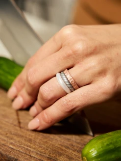 Women's Metallic Twist Stackable Silicone Ring -Silicone Jewelry & Accessories Womens.TwistStack.Metallic.Silver.Lifestyle.2