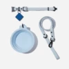 Sky Blue QALO Leash & Collar & Classic Navy TraQ Dog ID Tag Set -Silicone Jewelry & Accessories blueskyset traq