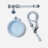 Sky Blue QALO Leash & Collar & Frost Mountain Silicone Dog ID Tag Set
